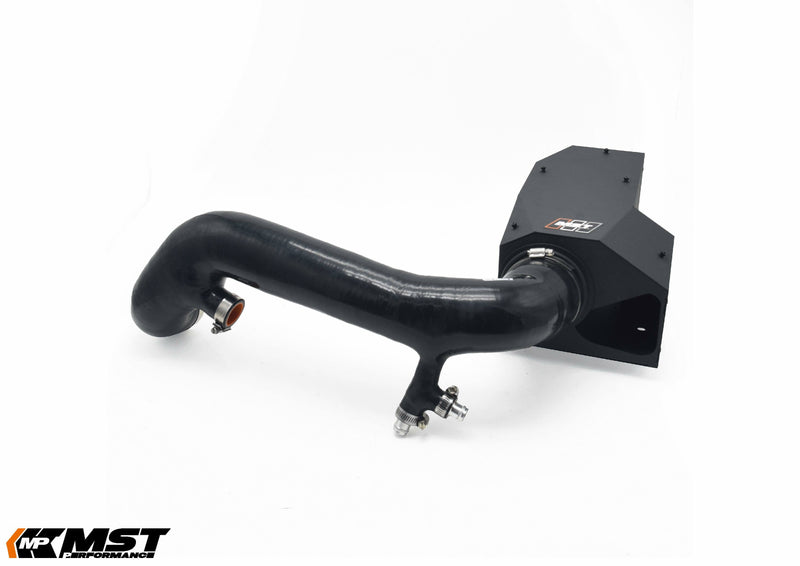 MST Mercedes M264 cold air intake: enclosed heat shield box with long black intake tube and PCV fittings - MST Performance