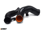 MST silicone inlet hose with orange lining beside the factory inlet tube, end view - MST Performance Thumbnail