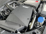 MST intake heat shield cover with MST logo fitted in a Mercedes-Benz engine bay, close-up (product illustration) - MST Performance Thumbnail