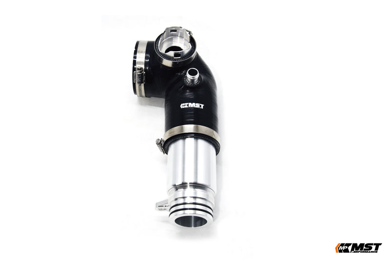 MST N20 turbo inlet pipe with black silicone hose and billet aluminium inlet - MST Performance
