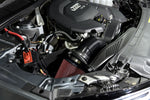MST cold air intake fitted in an Audi A4 B9 engine bay, red cone filter and intake pipe, cover off - MST Performance Thumbnail