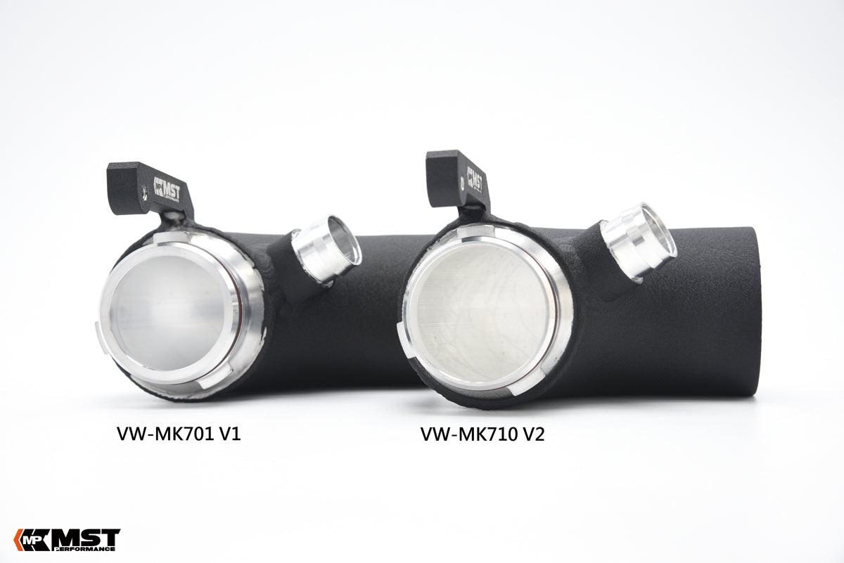 MST turbo inlets side by side: VW-MK701 V1 and VW-MK710 V2 (product illustration)