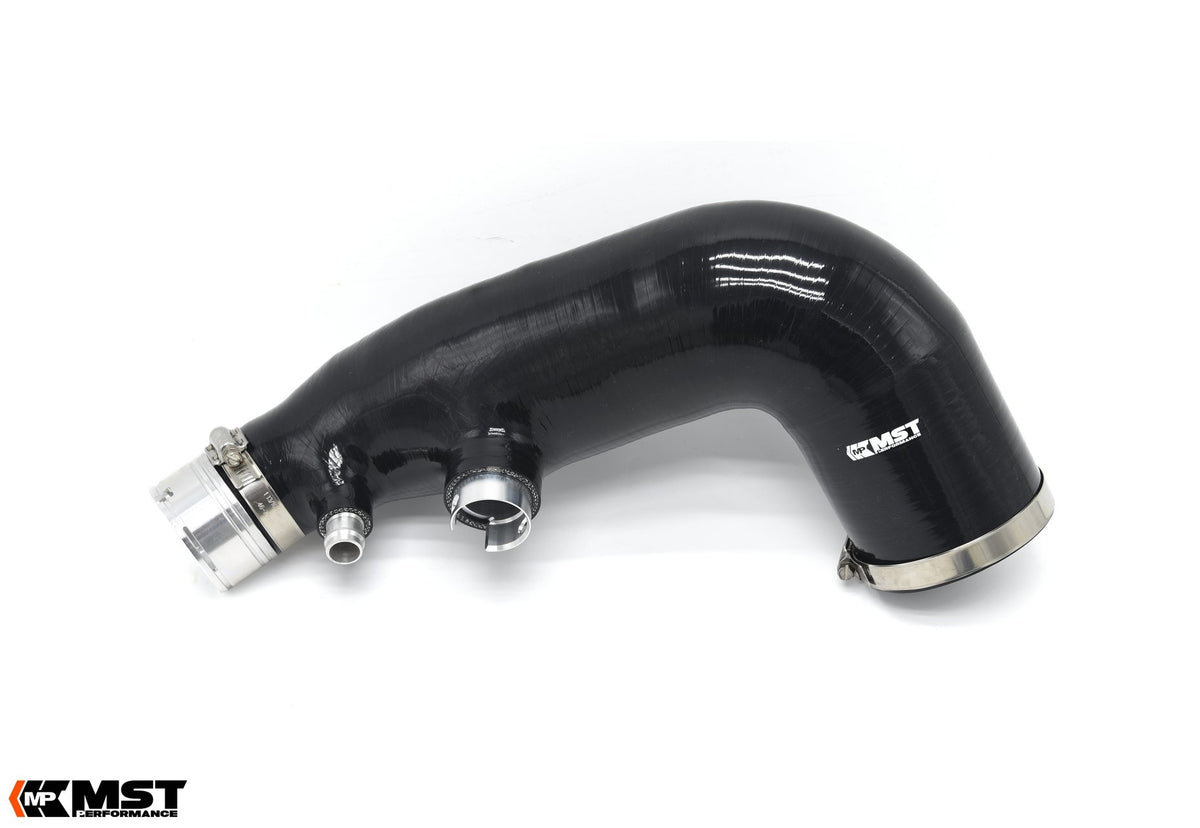 MST silicone turbo inlet pipe for the BMW G20 B48 with billet aluminium flange and PCV fitting