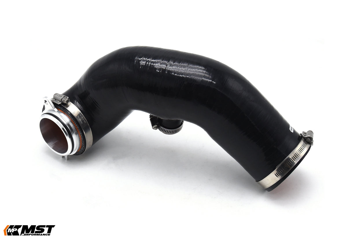 MST silicone turbo inlet hose for the EA888 Evo4 with machined turbo adapter and clamps