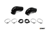 MST C43 turbo inlet pipe kit laid out: two silicone elbows, two adapters and four clamps - MST Performance Thumbnail