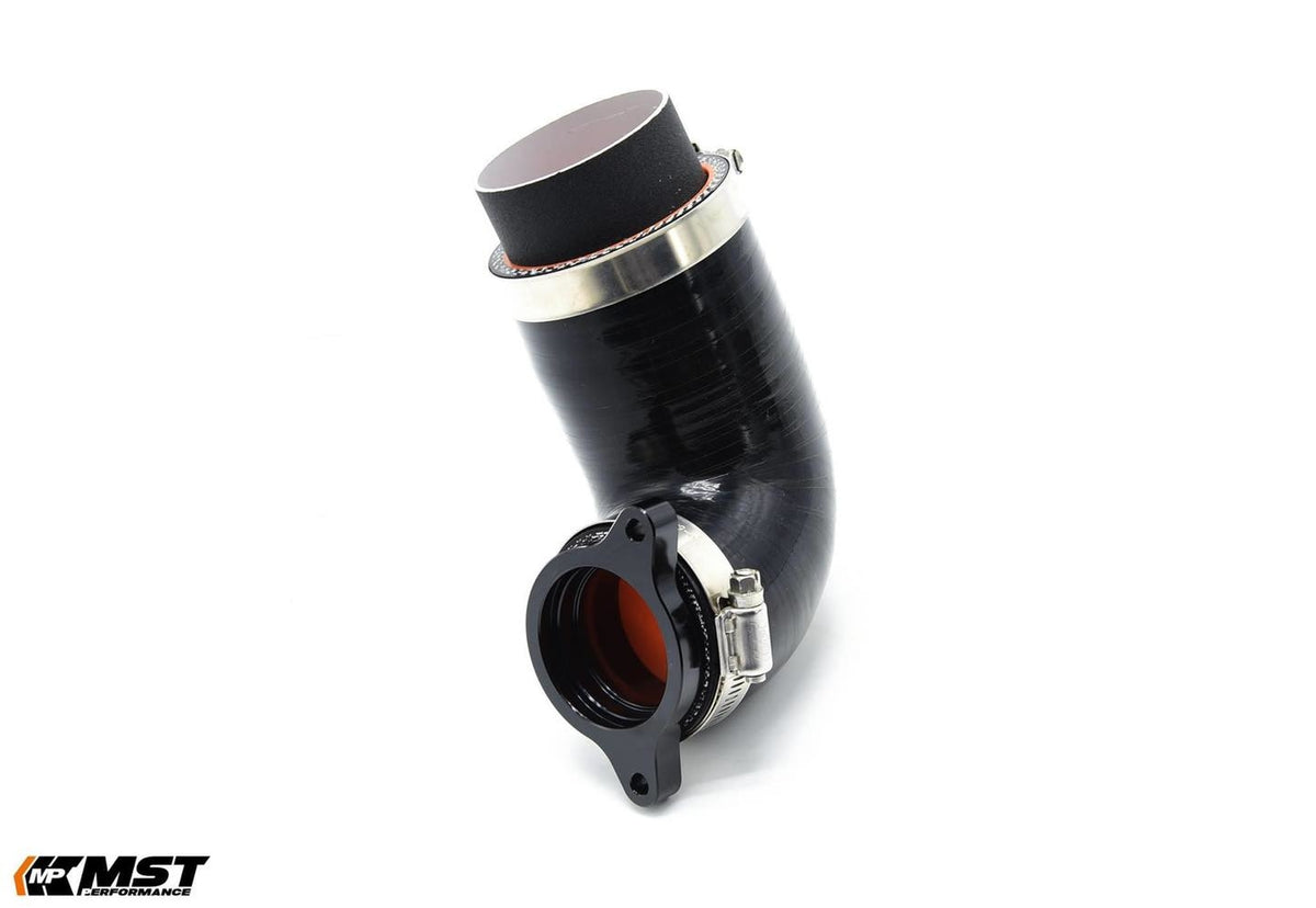 MST EA211 turbo inlet pipe showing the machined turbo adapter flange and orange lining