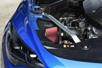 MST intake filter and heat shield in the engine bay of a blue Kia Stinger 2.0T - MST Performance Thumbnail