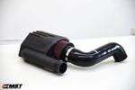 MST closed airbox intake side view with MST logo on the black pod and glossy silicone hose - MST Performance Thumbnail