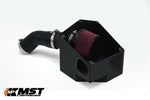 MST Focus intake with heat shield cover open, showing red cone filter - MST Performance Thumbnail