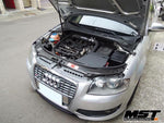 Silver Audi A3 (8P) with the bonnet open showing the MST cold air intake fitted - MST Performance Thumbnail