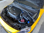 Yellow Volvo S60 engine bay with the MST cold air intake installed, cover off - MST Performance Thumbnail