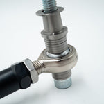 Suspension Secrets bump steer tie rod end, close-up of the rod end, lock nut and spacers - Suspension Secrets Thumbnail