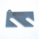 Suspension Secrets camber shim, flat view of the twin slots and locating tab - Suspension Secrets Thumbnail