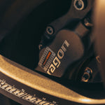 Paragon temperature strip on a Paragon caliper body, close-up - Paragon Thumbnail