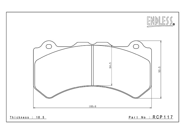 Pad Shape for Endless MX72 Front Brake Pads – Nissan GT-R R35 (6 Piston Brembo)
