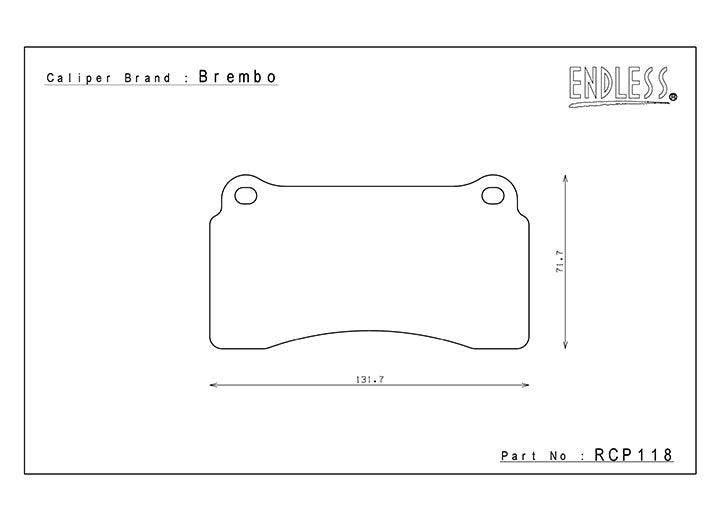 Pad Shape for Endless MX72 Rear Brake Pads – Nissan GT-R R35 (4 Piston Brembo)
