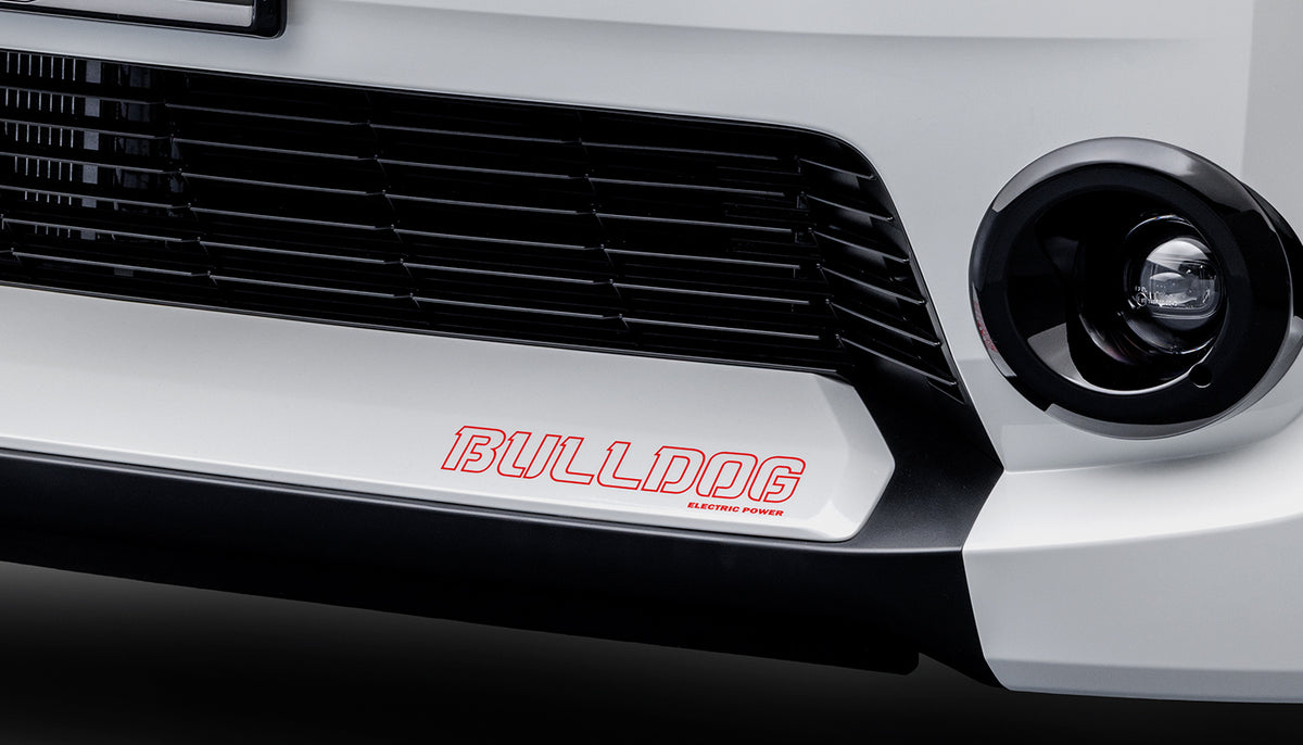Honda Access BULLDOG decal on the front bumper of the Honda Super-ONE