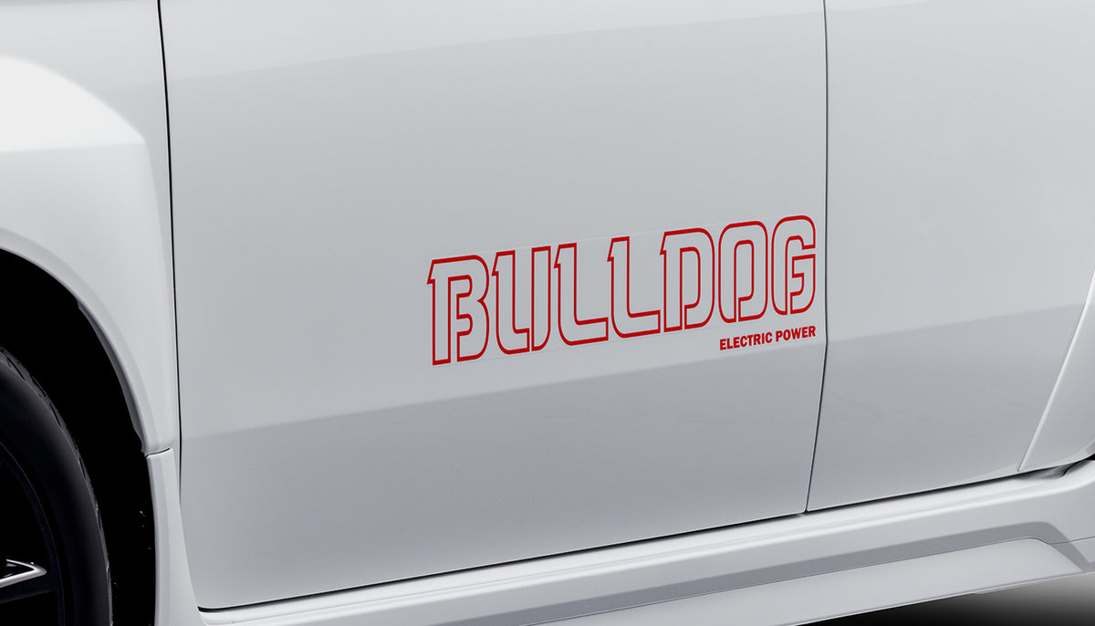 Honda Access BULLDOG decal on the front door of the Honda Super-ONE