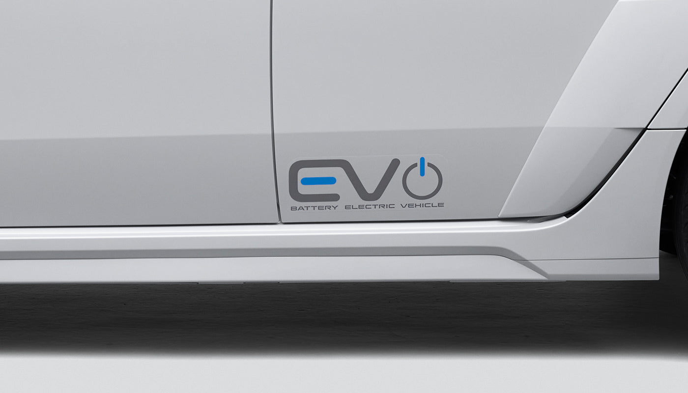 Honda Access EV decal on the rear door of the Honda Super-ONE