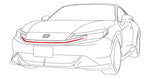 Line drawing of the Honda Prelude showing the front grille moulding in red - Honda - Genuine Thumbnail